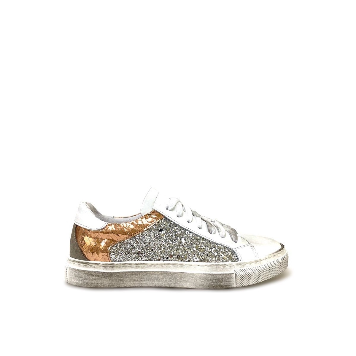 Sneakers glitter argento rame