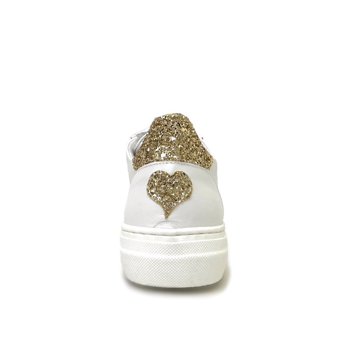 Sneakers mini cuore glitter platino
