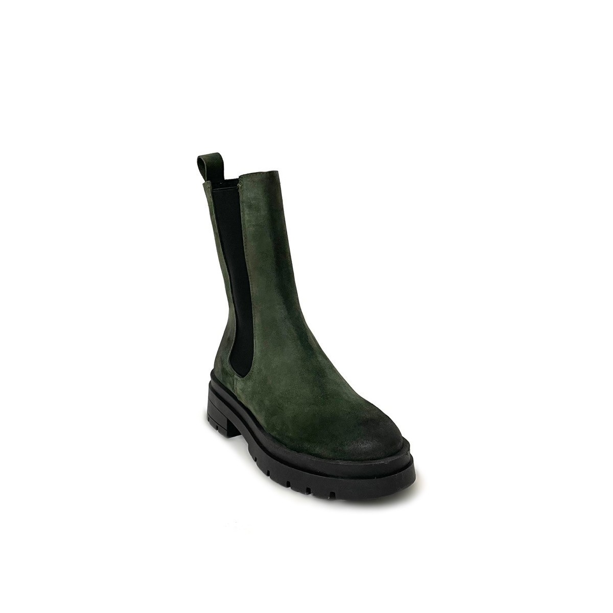 Stivaletti combat boots camoscio verde