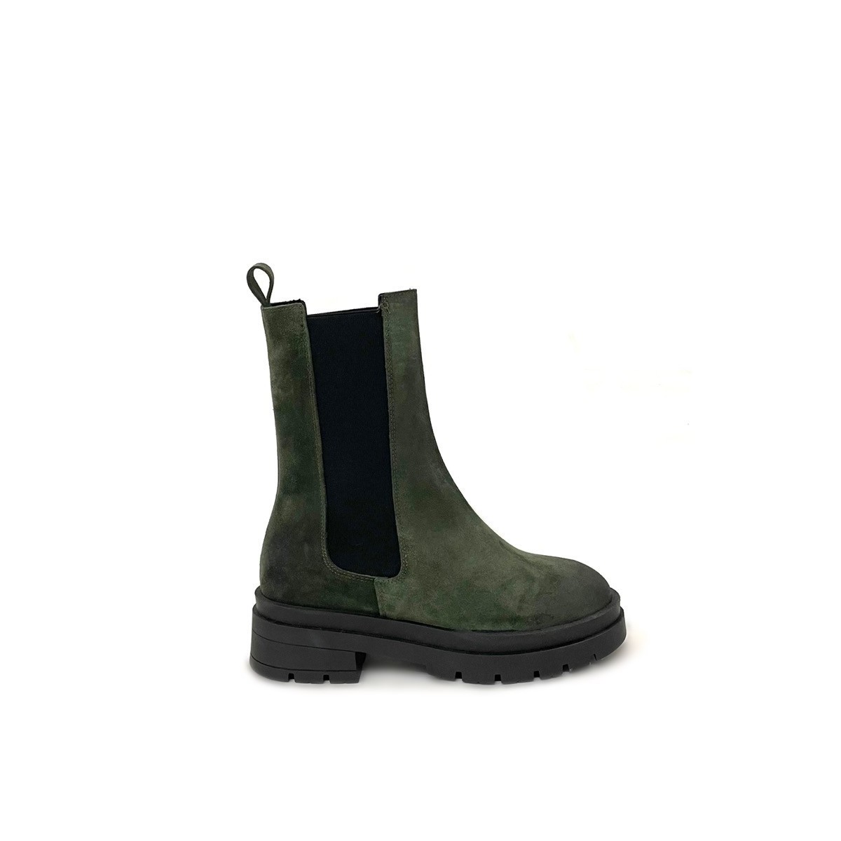 Stivaletti combat boots camoscio verde